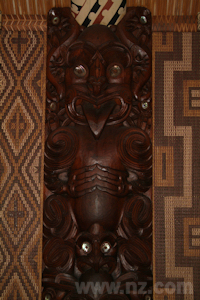 One of many Maori carvings at Waitangi